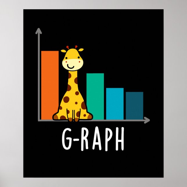 Poster G-raph Funny Giraffe Graph Pun Dark BG (Frente)