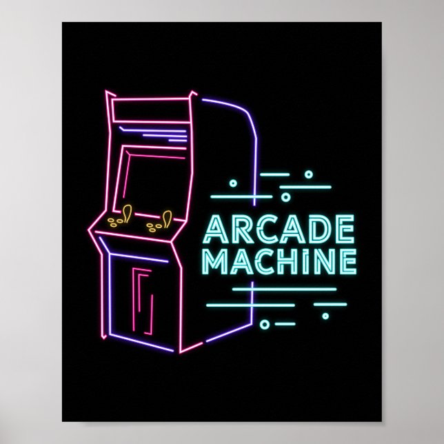 Poster Gabinete de Arcade Neon Arcade com Máquina de 80 e (Frente)