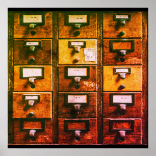 Poster Gabinete de madeira do catálogo de bibliotecas de