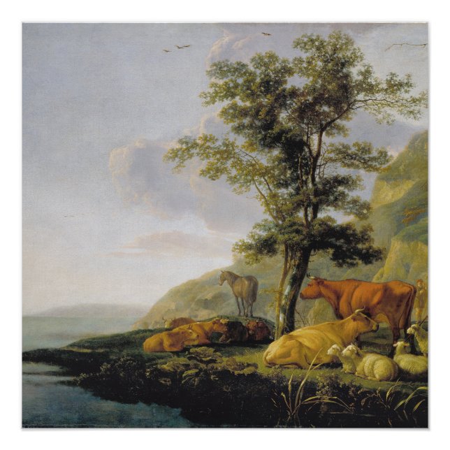 Pôster Gado perto de um Rio  Aelbert Cuyp  Cartaz (Frente)