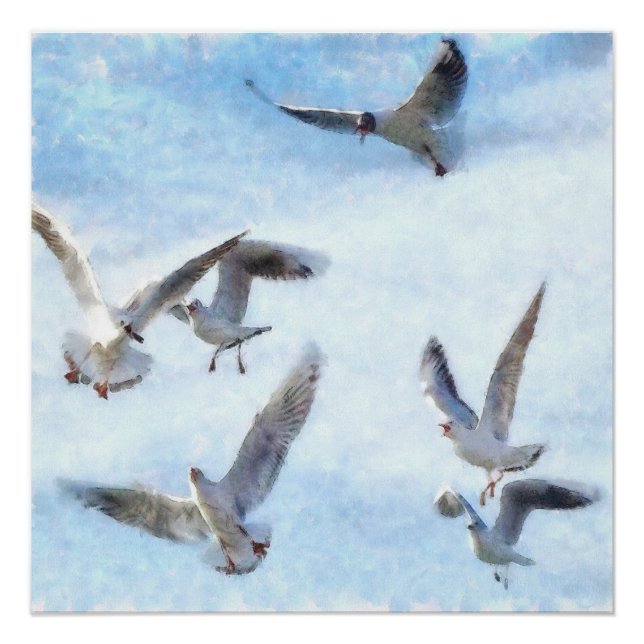 Pôster Gaiolas Em Aquarela De Voo (Frente)