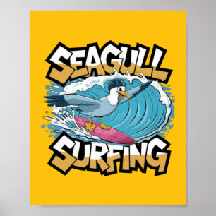 Poster Gaivota Surfista de Inverno, Gaivota Surfando, Gai