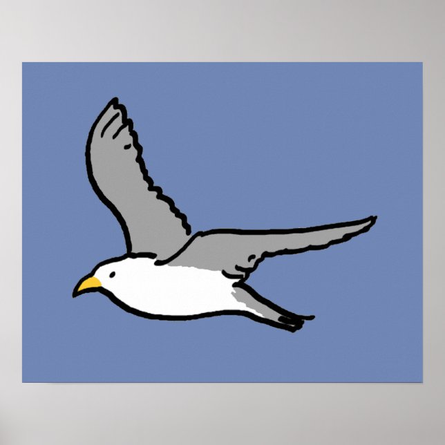 Poster Gaivota voando. Um pássaro em voo (Frente)