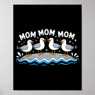 Poster Gaivotas Mãe Gritando Água Diversão Praia Família