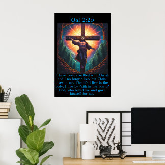 Poster Gal 2:20 com Jesus na cruz