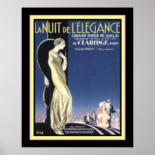 Poster Gala "noite de Paris do art deco da elegância"