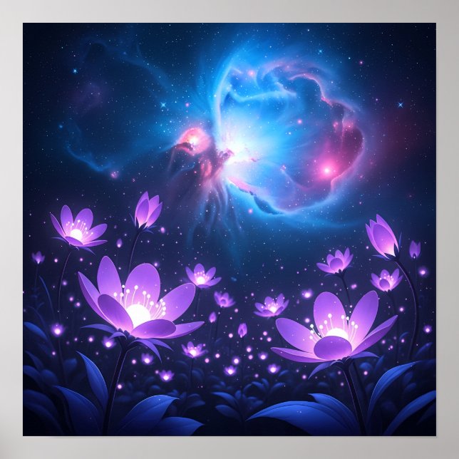 Poster Galactic Bloom Garden under the Cosmic Light (Frente)