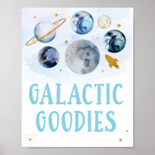 Poster Galactic Goodies Galaxy Blue Gold Space Birthday