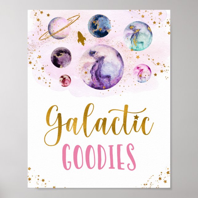 Poster Galactic Goodies Galaxy Pink Gold Space Birthday (Frente)