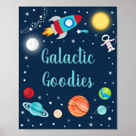 Poster Galáctica Goodies Space Rocket Ship Plants Party