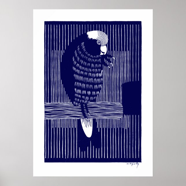 Poster Galah Cockatoos (Rosékaketoe) Vintage Woodcut (Frente)