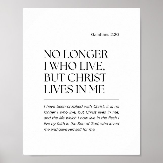 Poster Gálatas 2:20 Cristo vive em mim (Frente)