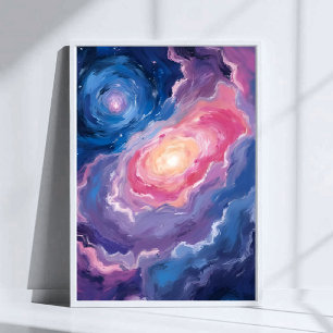 Poster Galáxia Acima Estrelas do Céu Aquarela Pastel