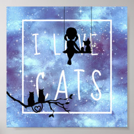 Poster Galáxia Azul Cata Sala de Silhueta