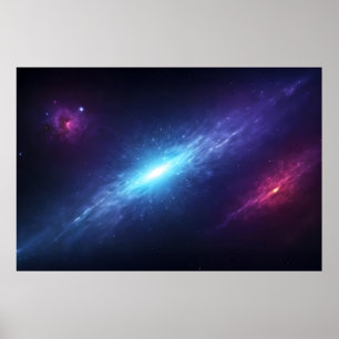 Poster Galáxia Azul Vibrante Supernova Espaço Exterior