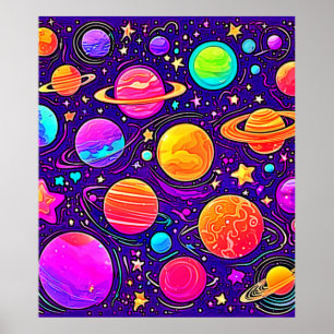 Poster Galáxia Caprichosa em Tons Suaves