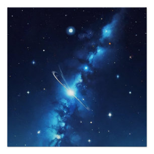 Pôster Galáxia celestial azul de estrelas