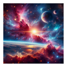 Galáxia Celestial: Nebulosas Vibrantes e Mundos Di