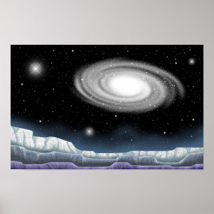 Poster Galáxia cintilante vista de um planeta.