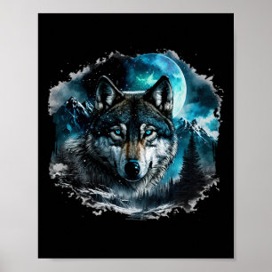 Poster Galáxia da Floresta Moon de Terra Icy do Lobo das