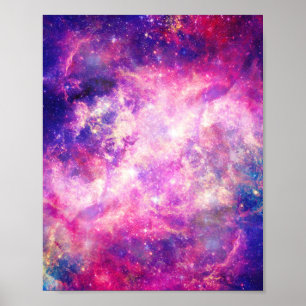 Poster Galáxia da Nebulosa Espacial Púrpura Rosa-Rosa