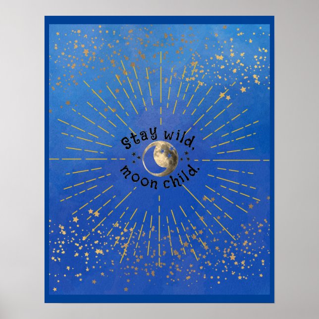 Poster Galáxia das Estrelas da Lua Azul Moderna Permanênc (Frente)