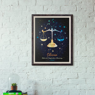 Poster Galáxia das Estrelas de Cor d'Água da Constelação 