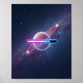 Poster Galáxia de Neon Carregando o Planeta