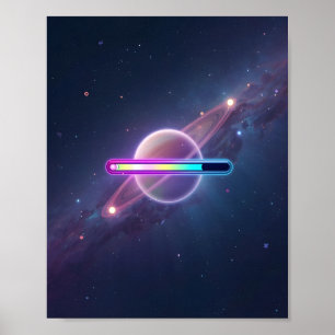 Poster Galáxia de Neon Carregando o Planeta