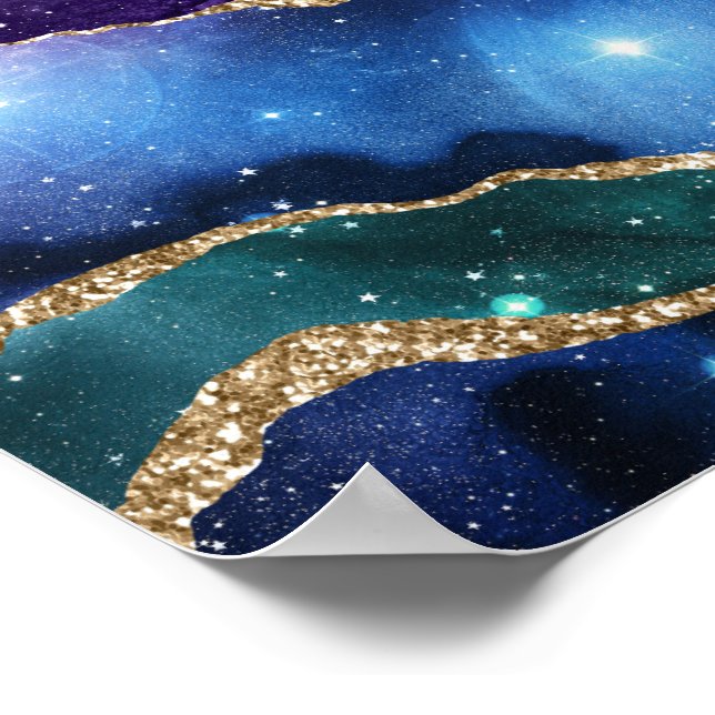 Poster Galáxia de Pedra Agácida Marmoreada Faux Brilhante (Borda)