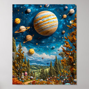 Poster Galáxia dos planetas da Lua