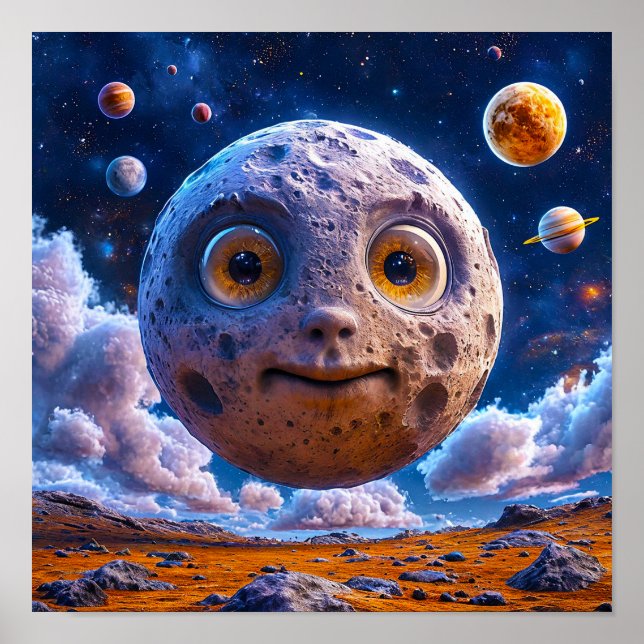 Poster Galáxia dos planetas da Lua (Frente)