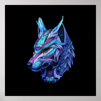 Poster Galáxia Espacial Steampunk do Lobo Fantasia Futurí