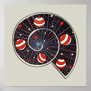 Poster Galáxia Espiral Com Planetas De Bola De Praia