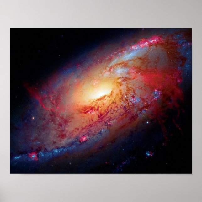 Poster Galáxia Espiral Messier M106 Foto do Espaço Exteri (Frente)