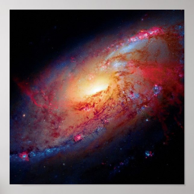 Poster Galáxia Espiral Messier M106 Foto do Espaço Exteri (Frente)