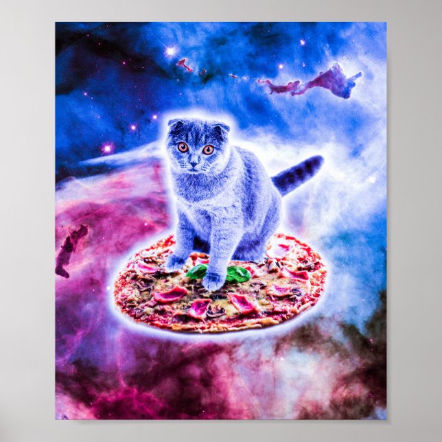 Poster Galáxia Gato Pizza Invasora No Espaço (Frente)