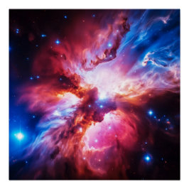 Pôster Galáxia Nebulosa Colorida Espaço Estrelas Universo