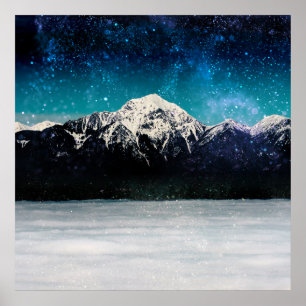 Poster Galáxia sonhada montanha acima das nuvens