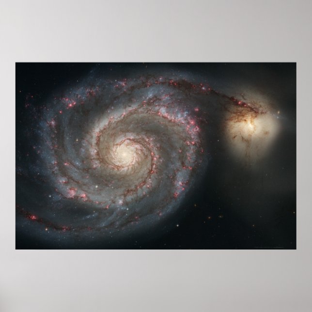 Poster Galáxia Whirlpool M51+Companion Galaxy 36x24 (39x2 (Frente)