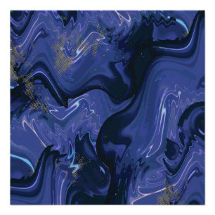 Pôster Galaxy Swirl Blue Glitter Abstrato Padrão cósmico
