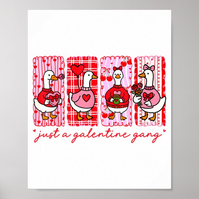 Poster Galentines Day Women Galentines Gang Goose Valenti (Frente)