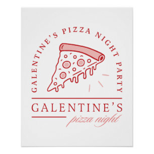 Pôster Galentines pizza namorados estética