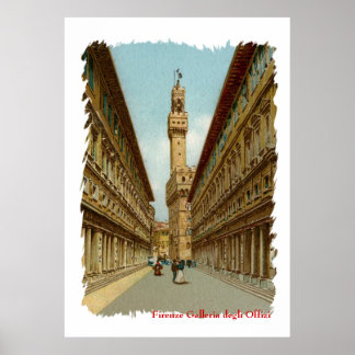 Poster Galeria Aquarelle Florence Uffizi