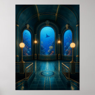 Pôster Galeria Aquário à Beira-Mar Hora Azul 12x16