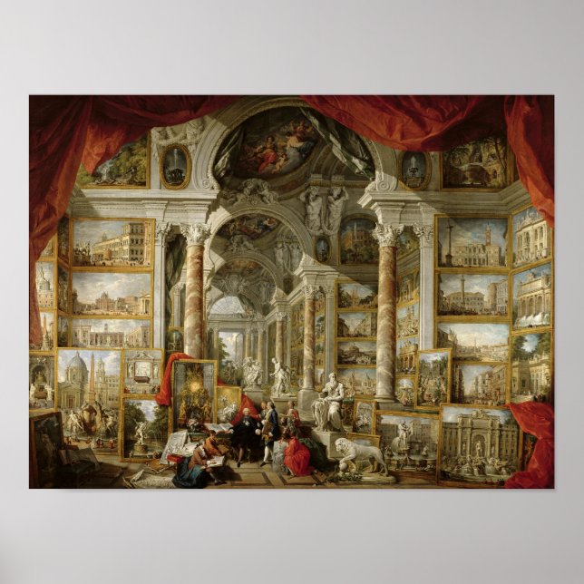 Poster Galeria com Vistas da Roma Moderna, 1759 (Frente)