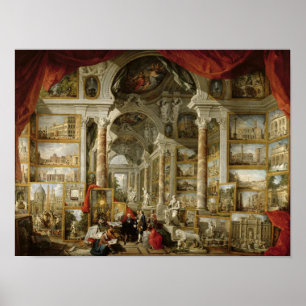 Poster Galeria com vistas de Roma moderna, 1759