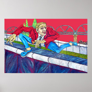 Poster Galeria da zona leste, muro de Berlim, escalada do