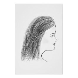 Pôster Galeria de Desenhos de Perfil de Mulher Preto e Br