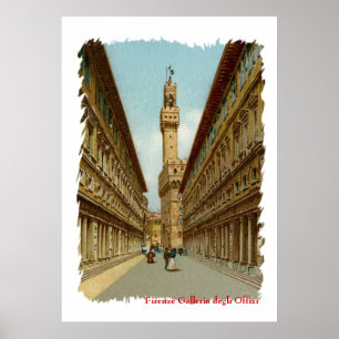 Poster Galeria de Florença Uffizi do Aquarelle